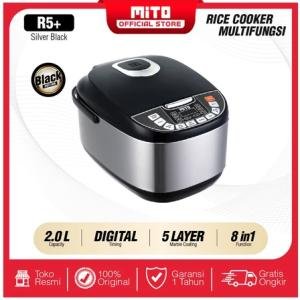 MITO Digital Rice Cooker R5+ Magic Com Penanak Nasi 2L Black Silver Original