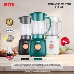 MITO POWER BLEND BL111 BLENDER 1.8 Liter- Low Watt, 5 Kontrol Kecepatan dan Fungsi Pulse dan Dry Mill